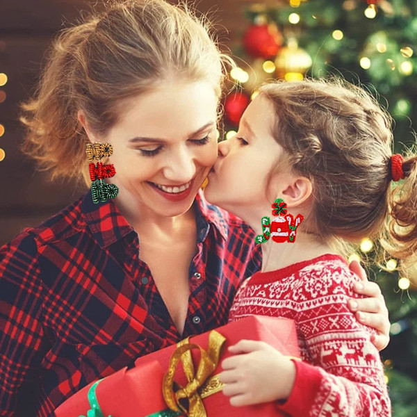 Julklapp örhängen hypoallergena julgran snöflinga dinglande