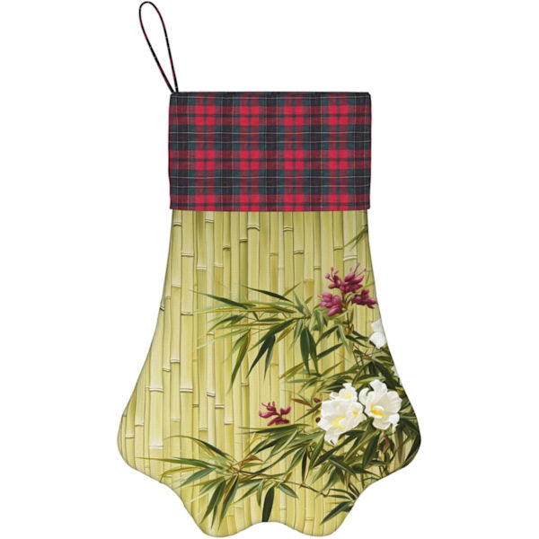 Blommande Blommor Julhusdjur Strumpbyxa Personifierad Julstrumpa för Julhängande Dekoration Tassformad Husdjursstrumpa Ornament Semestergran