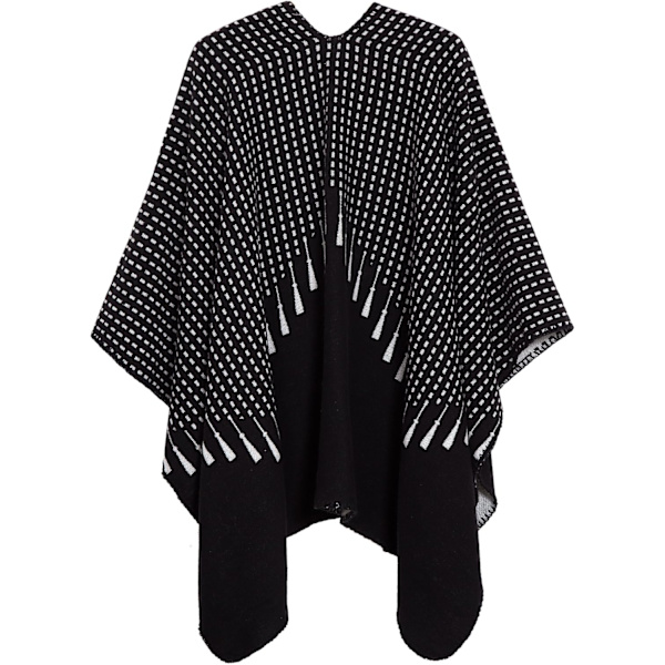Fargeblokk Dame Sjal Wrap Stilig Åpen Front Poncho Cape