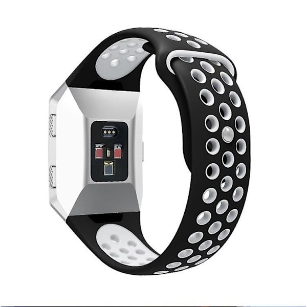 For Fitbit Ionic Åndbar To-tone Silikonurrem BHF Black White