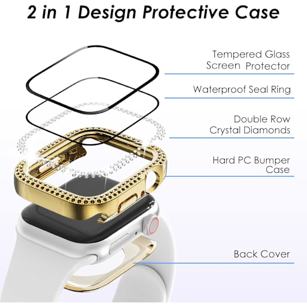 2 i 1 Bling vattentätt fodral för iWatch Series 6