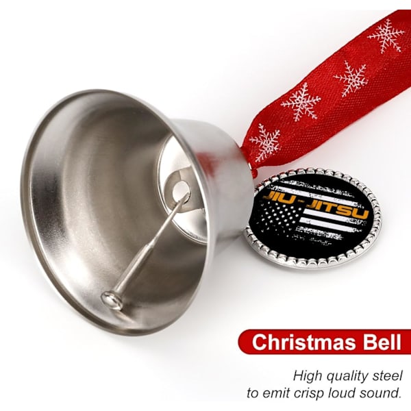 Jiu Jitsu Silver Bell Ornament Julgrans Klockor med Röd Snöre Metall Jul Hängande Dekorationer för Semesterfest  Kärleksklocka  Kärleksklocka