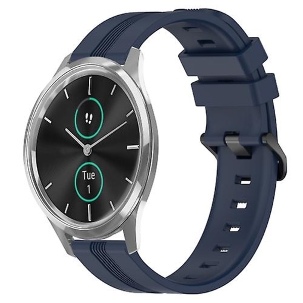 Til Garmin Garminmove Luxe 20mm konkav stribet silikone urrem NXM Navy Blue