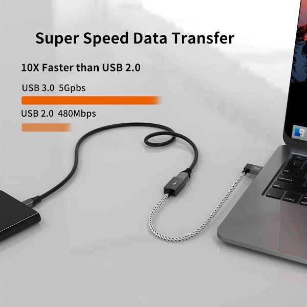 Kort USB 3.0-forlængerkabel. 2-pak venstrevinklet USB 3.0