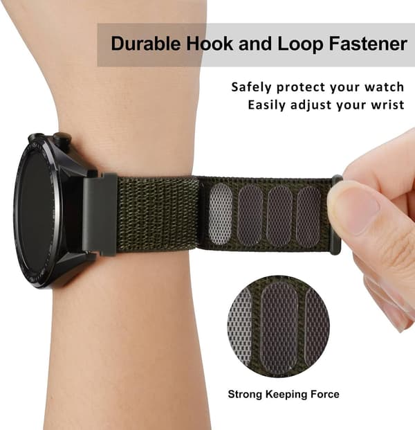 20 mm justerbar nylon urrem, Quick Release Sport Loop rem (Army