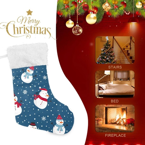 Julklapp, Personliga Julklappsstrumpor 2-pack Snögubbe Jul Snöflingor Blå 18 tum Julstrumpor Hängande Ornament K