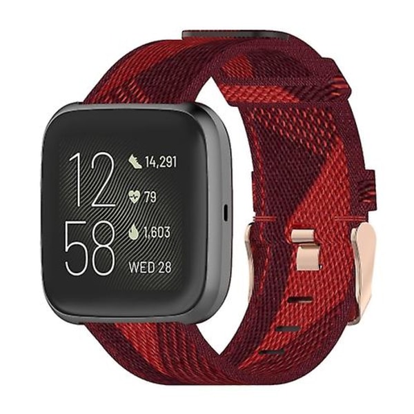 23mm Stribet Vævning Nylon Rem til Fitbit Versa 2, Fitbit Versa, Fitbit Versa Lite, Fitbit Blaze NYF Red