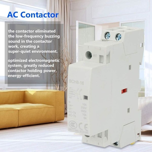 AC-kontaktor - 2P 16A 220V/230V 2NO för hushåll