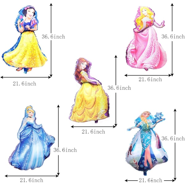 Leverantör av födelsedagsfest 5 st Disney Princess Ballonger för barn