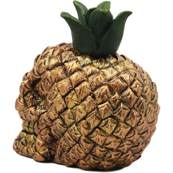 Ebros Hawaiian Tropical Pineapple Golden Skull Figurine 6\" Høj Frugt Skelet Hoved Statue til Dag for de Døde Spooky Dekoration Multi Farvet Multi