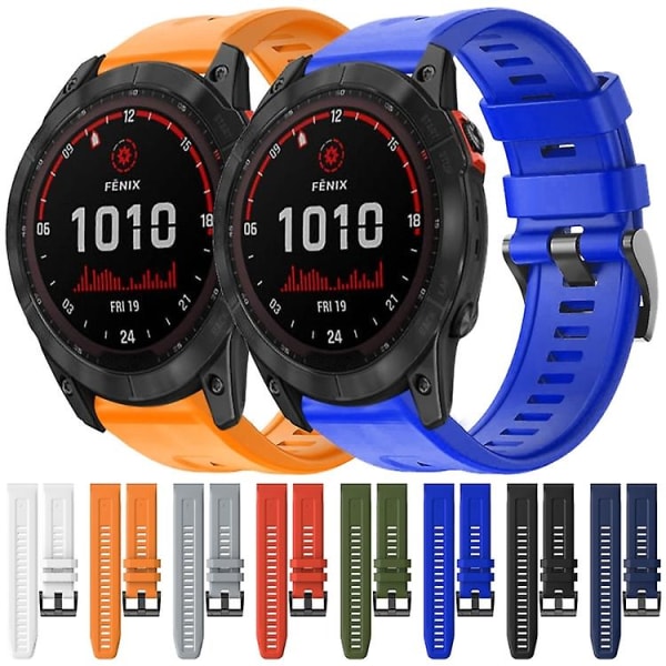 För Garmin Fenix 7x Solar Metal Buckle Solid Color Silikon Armband NFL Black