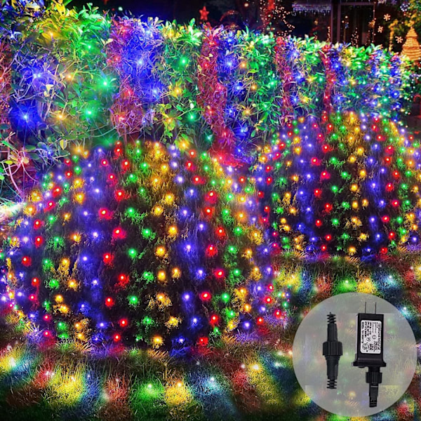 Färgglada julnätljus utomhus 8 lägen, 21ft x 5ft vattentäta nätljus Giant 360 LED nätljus flerfärgade ljusslinga jul