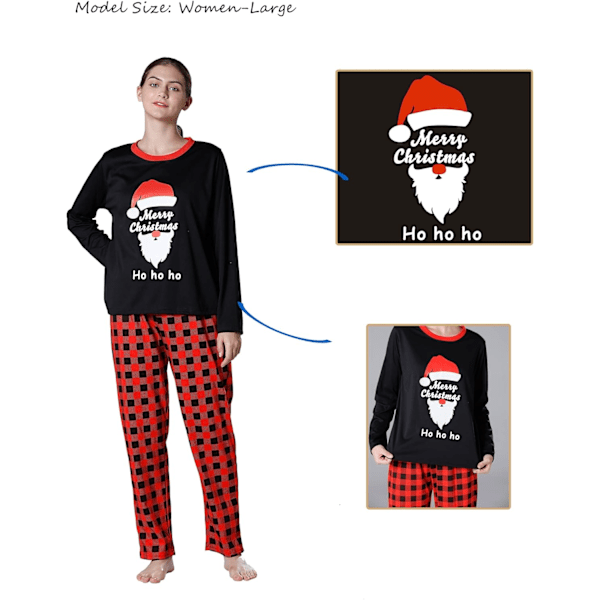 Julefamiliens matchende pyjamas i rødt, jule-pjs-sett i bomull, nattøy