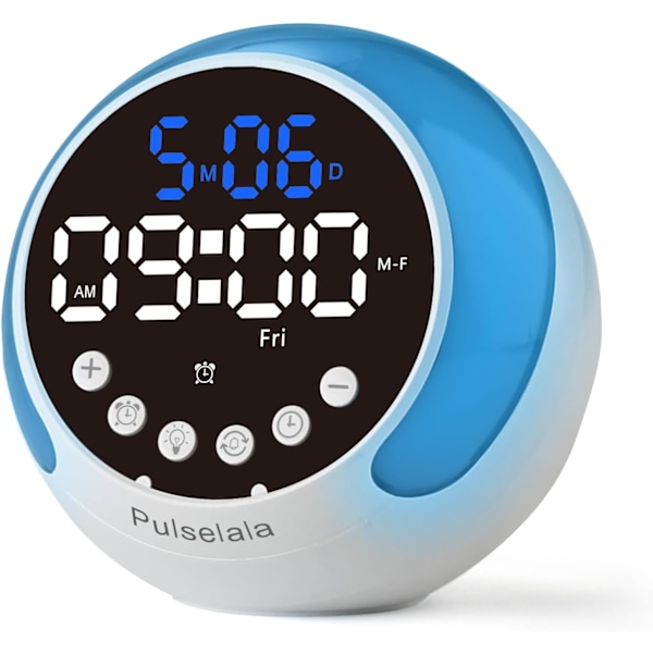 Digital väckarklocka för barns sovrum sängbord med RGB nattlampa, 3 väckningslägen (vardag/vardag/helg) Skrivbordsklocka med datum och vecka 12/24H,