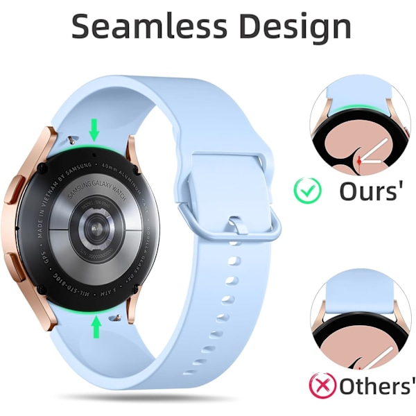 15-pakks sømløs rem kompatibel med Galaxy Watch 6 5 4-rem 40mm 44mm/Galaxy Watch 5 Pro-rem/Galaxy Watch 4 Classic-rem/6 Classic-rem,