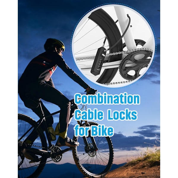 Kabellåse med kombination, cykellåse med 4-cifret kombination, 23,6 tommer stålkabeltrådlåse med bordkode til cykler, skabe, skabe,