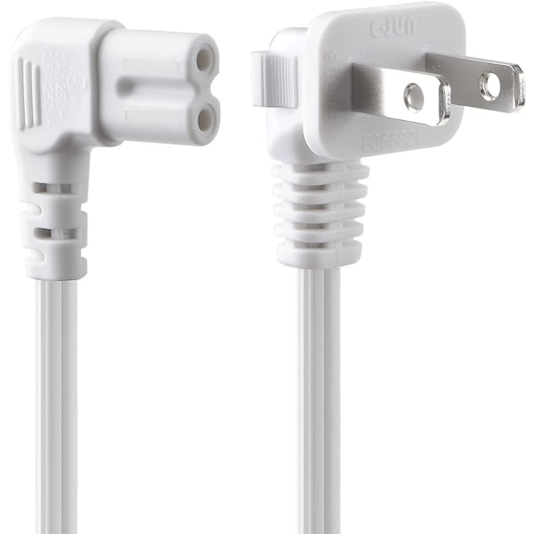 Universell 2-stifts vinklad 18 Awg strömkabel - Nema 1-15P till