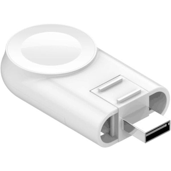 Justerbar iWatch-oplader kompatibel med Apple Watch-oplader til rejser, kontor, hjem, bil, roterende USB A-stik Hvid  Hvid  Hvid  Hvid