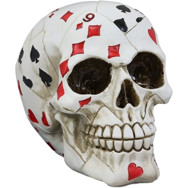 Ebros Gave Gambling Poker Kort Casino Royale Skull Figurine     Sukkerskaller Ossuary Macabre Samleobjekt Skulptur Skelet Hoved Kranium Multi