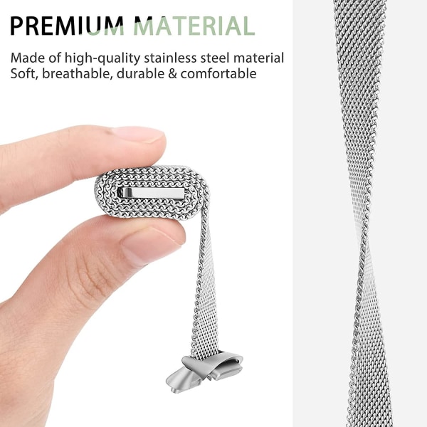 Justerbar rem til Fitbit Luxe/luxe Special Edition Fitness Tracker i rustfrit stål mesh-løkke Silver