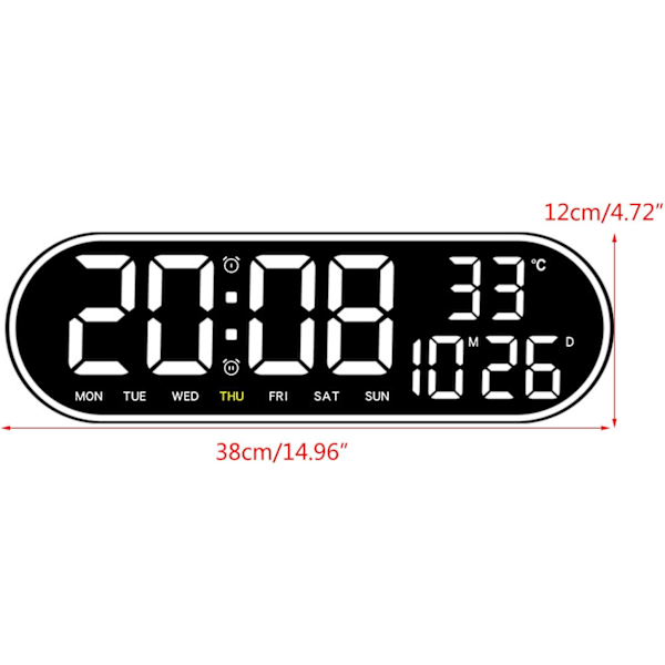 LED Digital Väggklocka med Timer Datum Vecka Temperatur Visning för Studenter, Kontor, Resor Användning Lätt Se H H