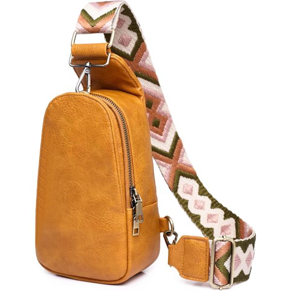 Kvinnors bröstväska, axelväska, liten crossbody-dagryggsäck, gitarrremväska i PU-läder