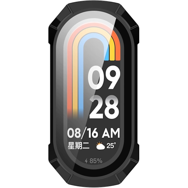 PC Täyssuojaava Kellokotelo Karkaistu Lasinen Näytönsuoja Yhteensopiva Xiaomi Smart Band 9:n kanssa (Musta)