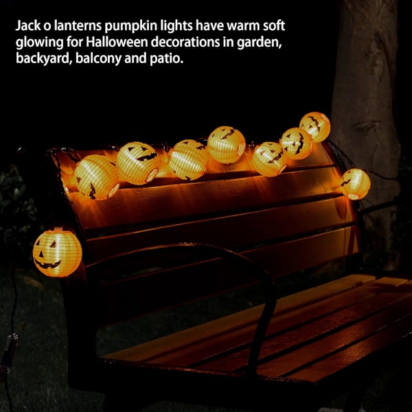 Halloween Gresskar Lykt Strengelys, 10 Pakke Oransje Lykt Strengelys Plugg inn, Mini Jack O Lantern Gresskar Dekor Koblebar Streng