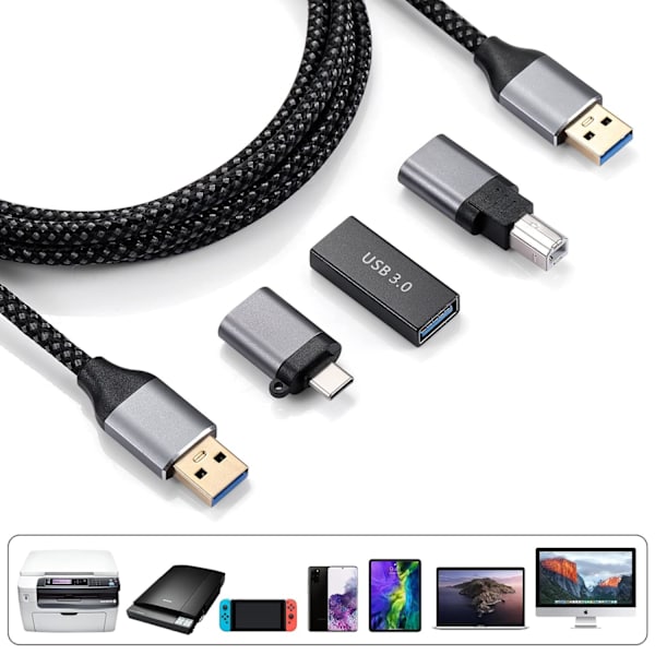 USB-kabel 3.0 (2 m), USB-hane 3.0 till USB-hona 3.0, USB 3.0