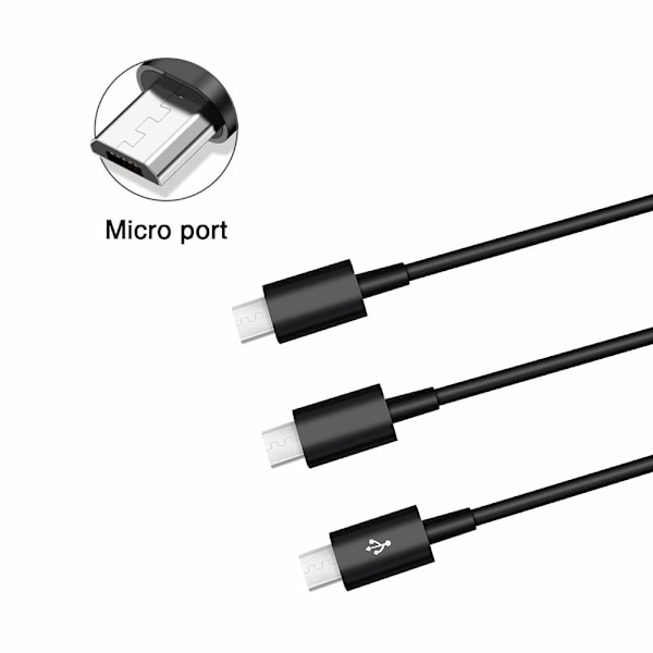USB till Micro USB Splitterkabel, 3 i 1 USB 2.0 A hane till tre Micro