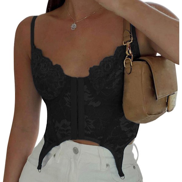 Kvinnors spetskorsett toppar sexig lapptäcke Y2K vintage estetisk push up bustier