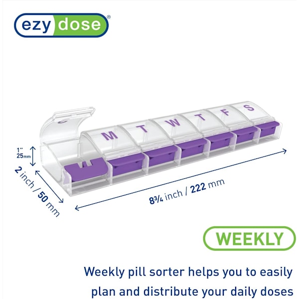 Dosera veckovis (7-dagars) Tryckknapp Pill Organizer och Planner
