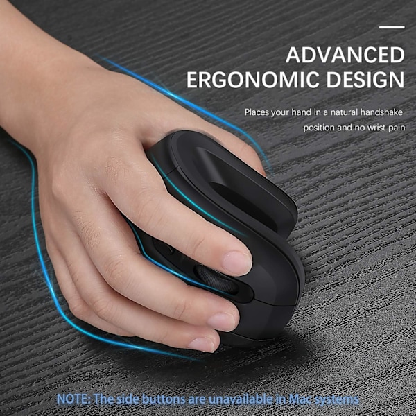 Ergonomisk Bluetooth-mus - 2,4G trådløs + Bluetooth 4.0