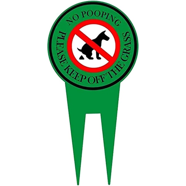 No Pooping Dog Sign - Reflective Double-Sided Sign with Stake for Yard