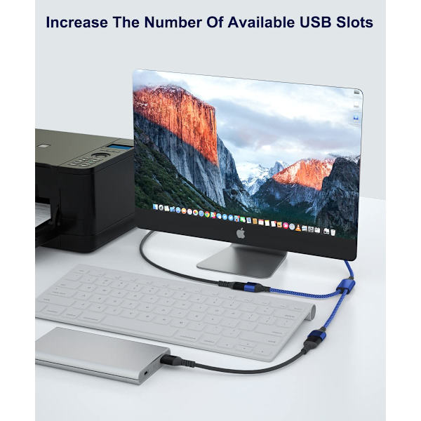 USB-splitterkabel 1 fod 1 han til 2 hun USB-splitter