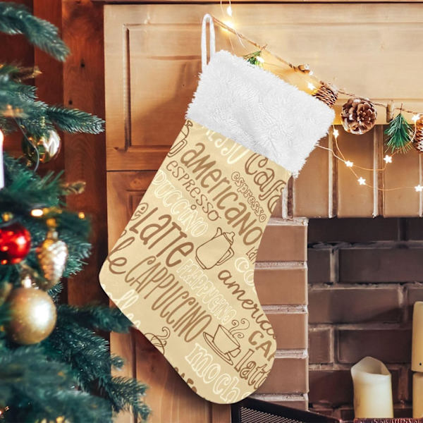 Julklapp, personliga julklappsstrumpor 2-pack Kaffeeklotter 45,7 cm Julstrumpor Hängande Ornament Kamin för träddekoration 17