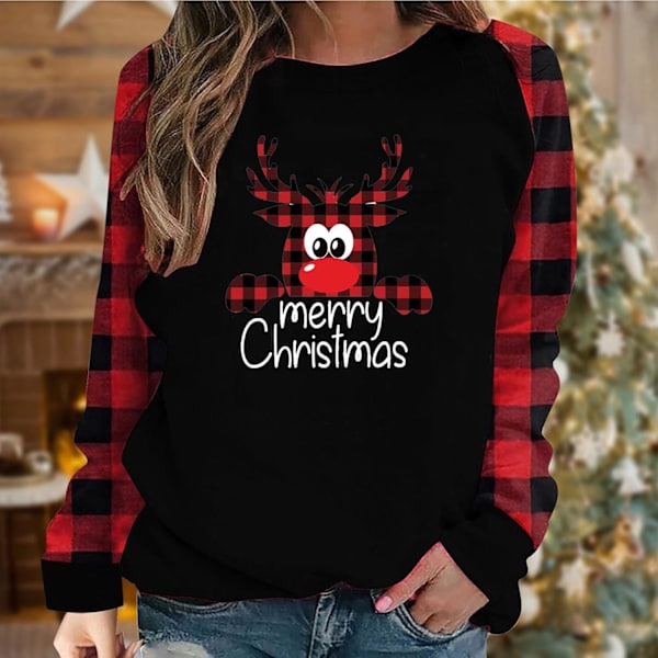 God Jul Sweatshirt Rolig Brevtryck Pullover för en Festlig