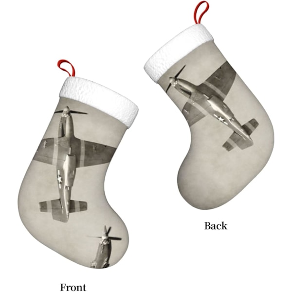 Andra världskriget flygplan flygplan tryck julstrumpa julpynt spis hängande julstrumpor för familj semester julparty dekorationer 45 x 2