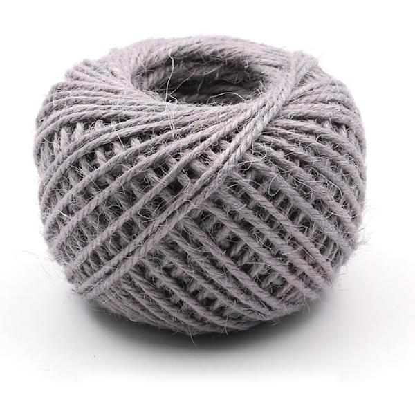 Grå Jute Burlap Band Twine Rep Snöre String Pack Rulle 2mm Dia 54 Yards