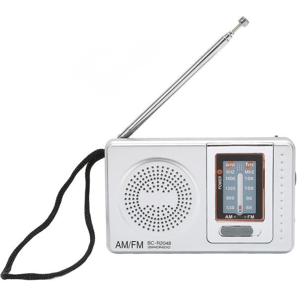 Bärbara radioapparater, AM FM-radio Silvergrå Fickstorlek AM FM Kompakt Enkel design Aa batteridriven fickradio för föräldrar Farföräldrar