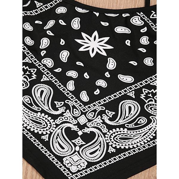 Kvinnors Spaghetti Strap Asymmetrisk Fåll Bandana Cami Crop Top