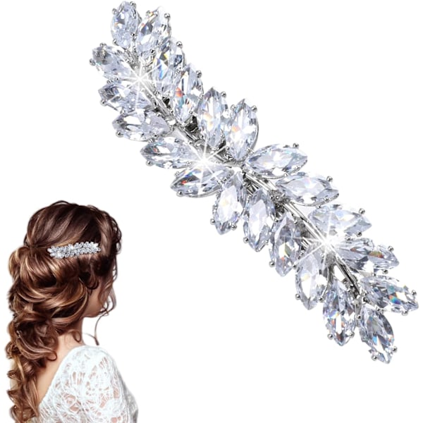 Hårklämmor för kvinnor - Rhinestone Hårklämmor, Kristallhårnål för bröllopsbröllop, Blomblad Design Håraccessoarer