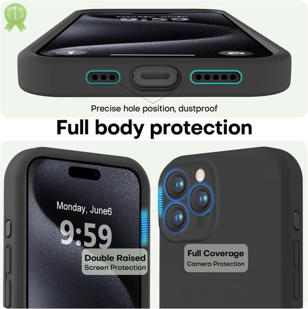 Premium silikone iPhone 15 Pro Max cover med mikrofiberfor, stødsikkert -