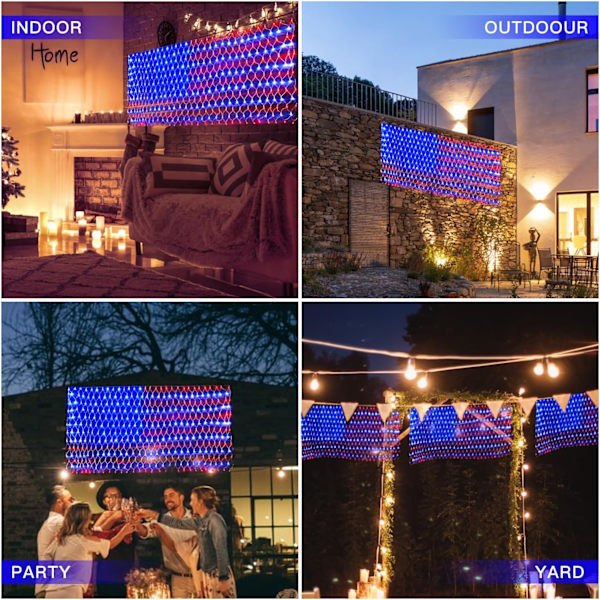 (Ny) Amerikansk Flag Lys, 420 LED USA Flag Net Lys, Udendørs Vandtætte Patriotiske Ornamenter til Uafhængighedsdag Nationaldag 4. juli