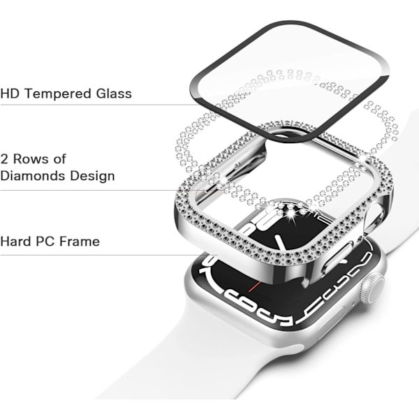 Bling-etui til Apple Watch Series 6 5 4 SE 40mm hærdet glas skærm