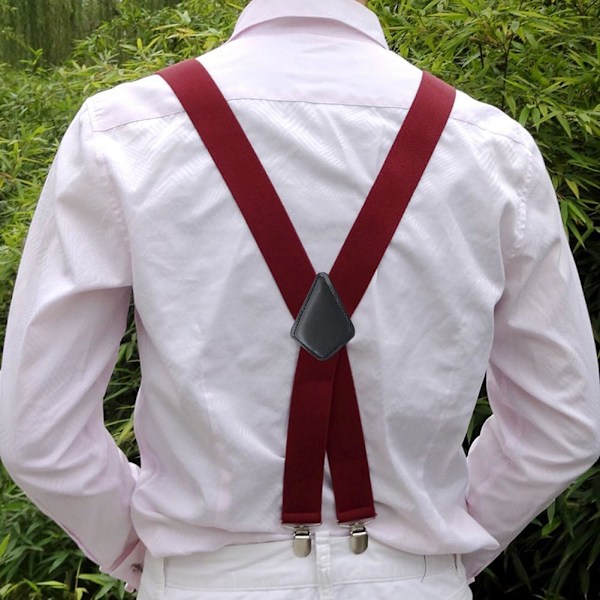 Herr Suspender X-Back 2\" Bred Justerbar Solid Rak Tung Klämma