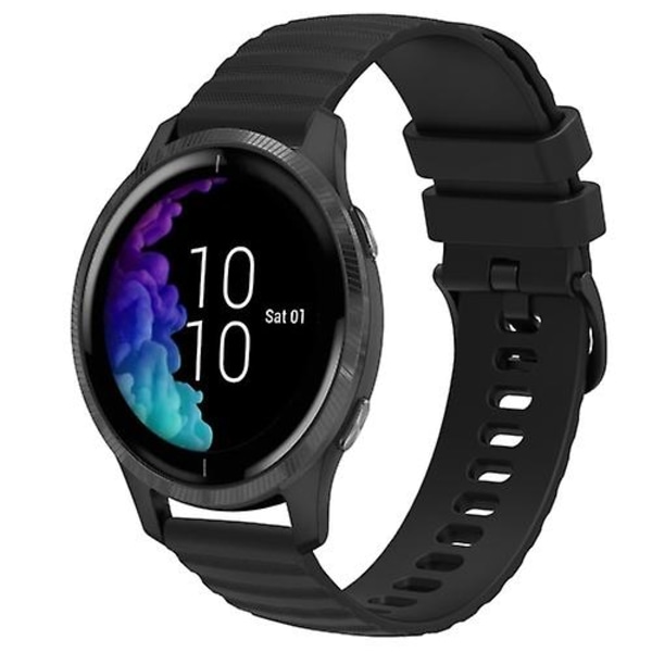 För Garmin Venu 20mm Wavy Dot Pattern Solid Color Silikon Armband EVI Black