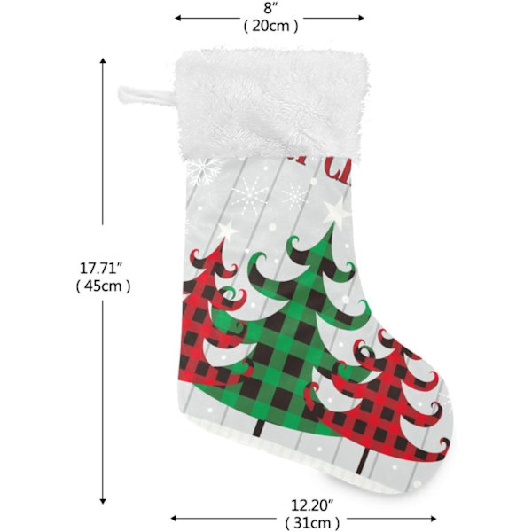 Julklapp, Personliga Julklappsstrumpor 2-pack Glad Jul Buffelrutig Julgran 45,7 cm Julstrumpor Hängande Ornament