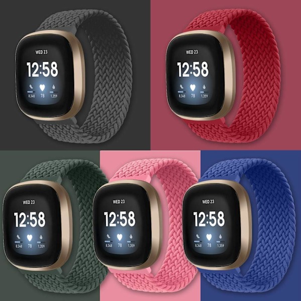 Elastisk andningsbar nylonrem för Fitbit Sense/Versa 3