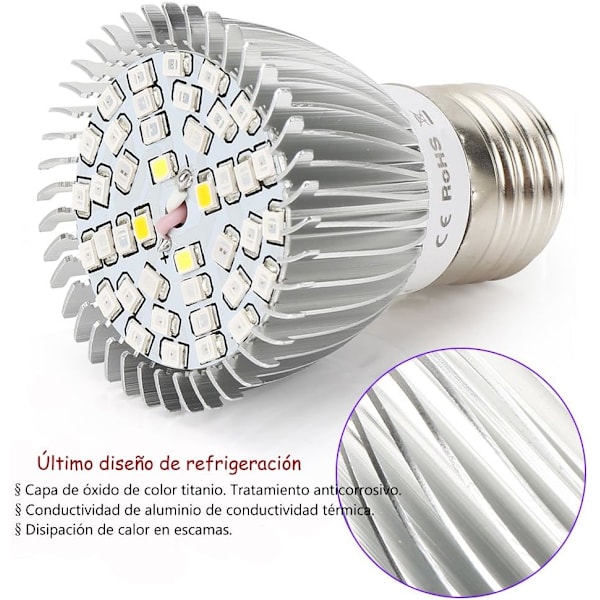 40W Full Spectrum LED Grow Light Pærer - Pakke med 4